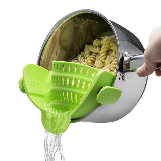 Clip-on Pan Pot Strainer, Anti-spill Pasta Pot Strainer,  Food Grade Silicone, Rice Fruit Colander Strainer